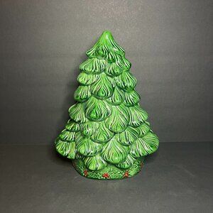 Vintage 1980 Holland Mold Green Ceramic Christmas Tree Card / Napkin Holder 9.5"